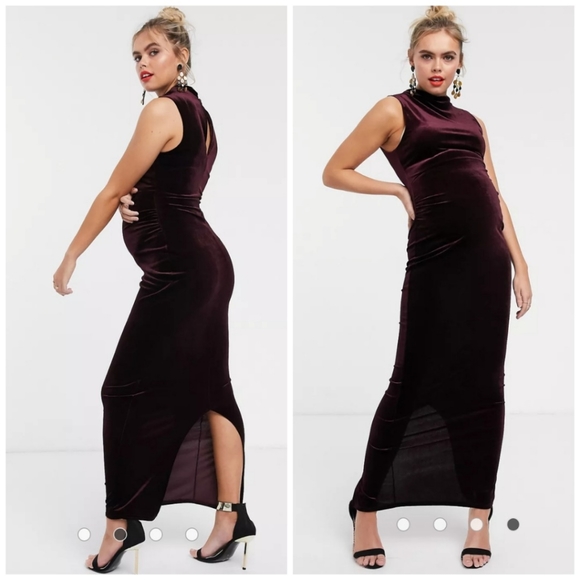 ASOS Velvet Plum Purple Midi Dress - Picture 11 of 11